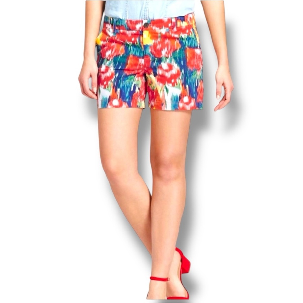 Merona Size 6 Watercolor Cotton Trouser 5” Shorts w/Front & Back Pockets